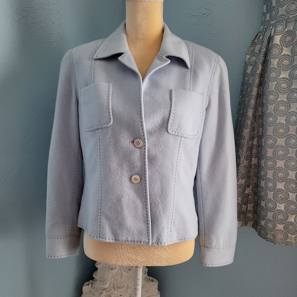 Carlisle Angora wool blend powder blue blazer/jacket C56